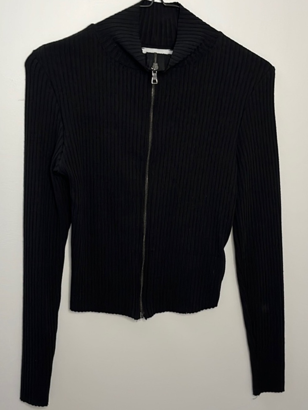 TOPSHOP Black Ribbed Women's knit top